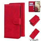For Samsung Galaxy A12 5G Skin Feel Pure Color Flip Leather Phone Case(Red) - 1