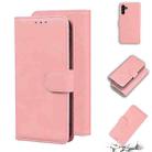 For Samsung Galaxy A13 5G Skin Feel Pure Color Flip Leather Phone Case(Pink) - 1