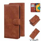 For Samsung Galaxy A20 / A30 Skin Feel Pure Color Flip Leather Phone Case(Brown) - 1