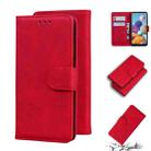 For Samsung Galaxy A21 Skin Feel Pure Color Flip Leather Phone Case(Red) - 1