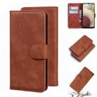 For Samsung Galaxy A22 4G Skin Feel Pure Color Flip Leather Phone Case(Brown) - 1