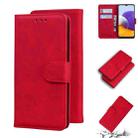 For Samsung Galaxy A22 5G Skin Feel Pure Color Flip Leather Phone Case(Red) - 1