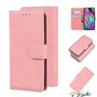 For Samsung Galaxy A40 Skin Feel Pure Color Flip Leather Phone Case(Pink) - 1