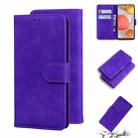For Samsung Galaxy A42 5G Skin Feel Pure Color Flip Leather Phone Case(Purple) - 1