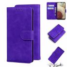 For Samsung Galaxy M32 4G / F22 4G Skin Feel Pure Color Flip Leather Phone Case(Purple) - 1