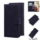 For Samsung Galaxy M32 4G / F22 4G Skin Feel Pure Color Flip Leather Phone Case(Black) - 1