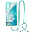 For Samsung Galaxy S22+ 5G Starry Sky Epoxy TPU Phone Case with Neck Lanyard(Waves) - 1