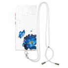 For Samsung Galaxy S22 Ultra 5G Starry Sky Epoxy TPU Phone Case with Neck Lanyard(Blue Butterfly) - 1