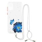 For Samsung Galaxy A03 Core Starry Sky Epoxy TPU Phone Case with Neck Lanyard(Blue Butterfly) - 1
