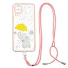 For Samsung Galaxy A22 4G Starry Sky Epoxy TPU Phone Case with Neck Lanyard(Elephant) - 1