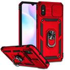 For Xiaomi Redmi 9A Sliding Camshield Holder Phone Case(Red) - 1