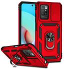 For Xiaomi Redmi 10 Sliding Camshield Holder Phone Case(Red) - 1