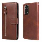 For Xiaomi Redmi Note 11 4G(Global)/Redmi Note 11s 4G(Global) Fashion Calf Texture Zipper Horizontal Flip Leather Case(Brown) - 1