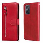 For OPPO Realme 9i/A36 4G/A96 4G/K10 4G/A76 4G / A36 4G / A76 4G(Global) Fashion Calf Texture Zipper Horizontal Flip Leather Case(Red) - 1