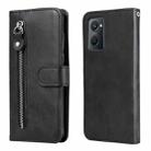 For OPPO Realme 9i/A36 4G/A96 4G/K10 4G/A76 4G / A36 4G / A76 4G(Global) Fashion Calf Texture Zipper Horizontal Flip Leather Case(Black) - 1