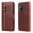 For OPPO Realme 9i/A36 4G/A96 4G/K10 4G/A76 4G / A36 4G / A76 4G(Global) Fashion Calf Texture Zipper Horizontal Flip Leather Case(Brown) - 1