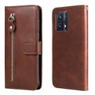 For OPPO Realme 9 Pro+ Fashion Calf Texture Zipper Horizontal Flip Leather Case(Brown) - 1