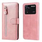 For Xiaomi Poco M4 Pro 4G Fashion Calf Texture Zipper Horizontal Flip Leather Case(Rose Gold) - 1