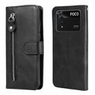 For Xiaomi Poco M4 Pro 4G Fashion Calf Texture Zipper Horizontal Flip Leather Case(Black) - 1