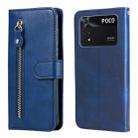 For Xiaomi Poco M4 Pro 4G Fashion Calf Texture Zipper Horizontal Flip Leather Case(Blue) - 1