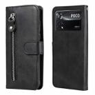 For Xiaomi Poco X4 Pro 5G Fashion Calf Texture Zipper Horizontal Flip Leather Case(Black) - 1