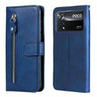 For Xiaomi Poco X4 Pro 5G Fashion Calf Texture Zipper Horizontal Flip Leather Case(Blue) - 1