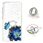 For Samsung Galaxy S22 5G Starry Sky Epoxy TPU Phone Case with Ring Holder(Blue Butterfly) - 1