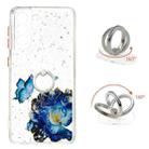 For Samsung Galaxy S22+ 5G Starry Sky Epoxy TPU Phone Case with Ring Holder(Blue Butterfly) - 1