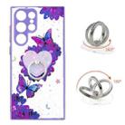 For Samsung Galaxy S22 Ultra 5G Starry Sky Epoxy TPU Phone Case with Ring Holder(Purple Butterfly) - 1