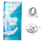 For Samsung Galaxy S22 Ultra 5G Starry Sky Epoxy TPU Phone Case with Ring Holder(Waves) - 1