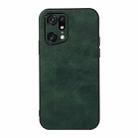For OPPO Find X5 Accurate Hole Two-color Litchi Texture PU Phone Case(Green) - 1