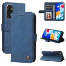 For Xiaomi Redmi Note 11 4G(Global)/Redmi Note 11s 4G(Global) Skin Feel Life Tree Metal Button Horizontal Flip Leather Case(Blue) - 1