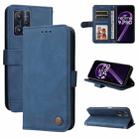 For OPPO Realme 9 Pro/Realme V25 Skin Feel Life Tree Metal Button Horizontal Flip Leather Case(Blue) - 1