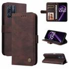 For OPPO Realme 9 Pro/Realme V25 Skin Feel Life Tree Metal Button Horizontal Flip Leather Case(Brown) - 1