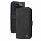 For Xiaomi Poco M4 Pro 4G Skin Feel Life Tree Metal Button Horizontal Flip Leather Case(Black) - 1