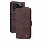 For Xiaomi Poco M4 Pro 4G Skin Feel Life Tree Metal Button Horizontal Flip Leather Case(Brown) - 1