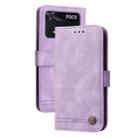 For Xiaomi Poco M4 Pro 4G Skin Feel Life Tree Metal Button Horizontal Flip Leather Case(Purple) - 1