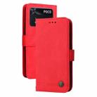 For Xiaomi Poco M4 Pro 4G Skin Feel Life Tree Metal Button Horizontal Flip Leather Case(Red) - 1