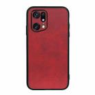 For OPPO Find X5 Accurate Hole Two-color Calf Texture PU Phone Case(Red) - 1