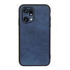 For OPPO Find X5 Accurate Hole Two-color Calf Texture PU Phone Case(Blue) - 1