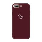 For iPhone 8 Plus / 7 Plus Three Dots Love-heart Pattern Colorful Frosted TPU Phone Protective Case(Wine Red) - 1