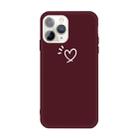 For iPhone 11 Pro Three Dots Love-heart Pattern Colorful Frosted TPU Phone Protective Case(Wine Red) - 1