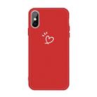 For iPhone X / XS Three Dots Love-heart Pattern Colorful Frosted TPU Phone Protective Case(Red) - 1