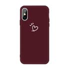 For iPhone X / XS Three Dots Love-heart Pattern Colorful Frosted TPU Phone Protective Case(Wine Red) - 1