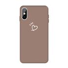 For iPhone X / XS Three Dots Love-heart Pattern Colorful Frosted TPU Phone Protective Case(Khaki) - 1