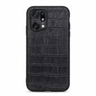 For OPPO Find X5 Accurate Hole Crocodile Texture Genuine Leather Phone Case(Black) - 1