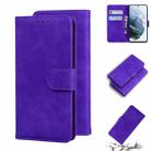 For Samsung Galaxy S21 FE 5G Skin Feel Pure Color Flip Leather Phone Case(Purple) - 1