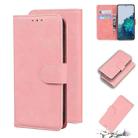 For Samsung Galaxy S21+ 5G Skin Feel Pure Color Flip Leather Phone Case(Pink) - 1