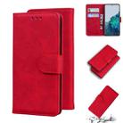 For Samsung Galaxy S21+ 5G Skin Feel Pure Color Flip Leather Phone Case(Red) - 1