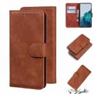 For Samsung Galaxy S21+ 5G Skin Feel Pure Color Flip Leather Phone Case(Brown) - 1